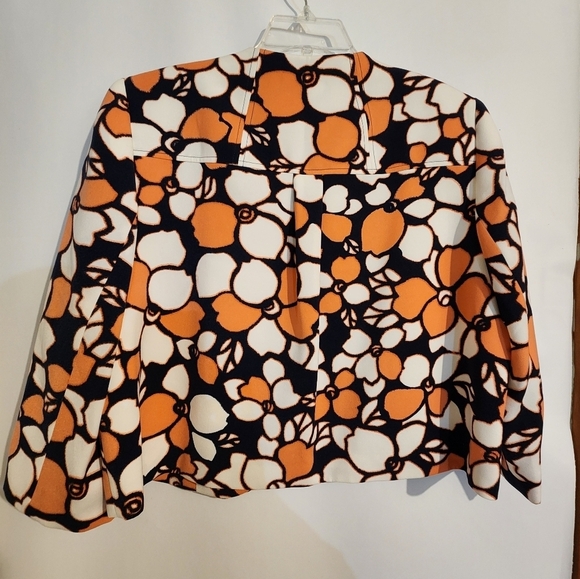 Nine West Women's Blazer Orange Blue and White Floral Jacket 14 Fully Lined - Picture 3 of 9